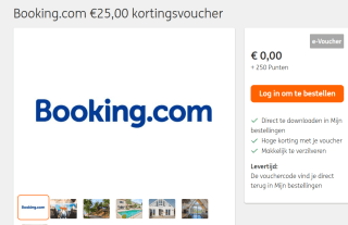 Kortingsvoucher voor €25 korting bij Booking.com met 250 ING punten