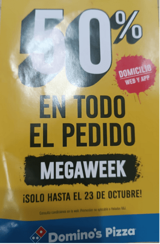 Código 50% Descuento Restaurante Domino's Pizza