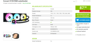 CORSAIR H150 RGB Vloeibare CPU-Koeler voor €87,90 bij Megekko