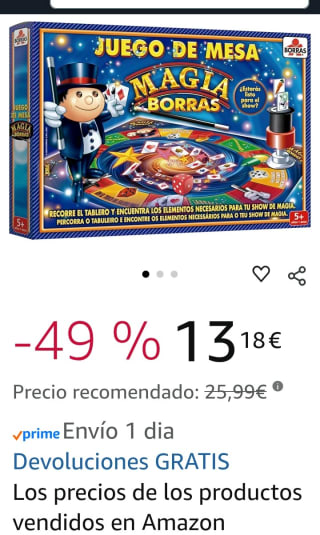 Juego de Mesa Magia Borrás por 13,18€.