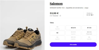 Zapatillas de Trekking de Hombre Salomon WANDER GTX por 53.99€