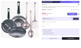 Set 3pc Sarten 16,20,24cm Aluminio Inducción San Ignacio + Set 3 Utensilios por 16.06€