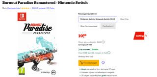 Burnout Paradise Remastered voor €19,99 bij Bol