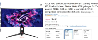 ASUS ROG Swift OLED PG34WCDM computer monitor 86,2 cm voor €948,06 bij Amazon