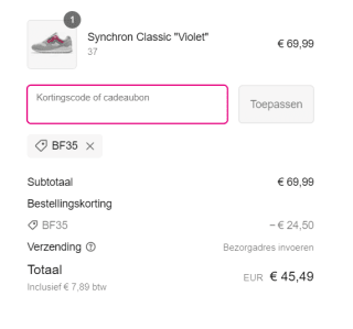 35% korting bij Sneakerbaas met de kortingscode