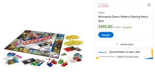 Monopoly Gaming Mario Kart por $395 en Walmart
