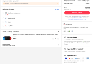 GAMINJA X7 consola de juegos portátil de 4,3" pantalla IPS reproductor de videojuegos consola de juegos HD 10000 por 18,79€