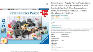 Puzzle marca Ravensburger Perros, Perros Cama 2x12 piezas por 4,50€