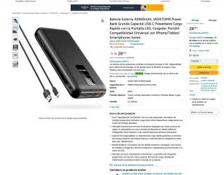 Batería Externa 30000mAh VEEKTOMX por solo 19,99€