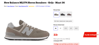 New Balance ML574 herensneakers voor €33 bij Bol