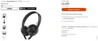 Casque Audio sans-fil Sennheiser HD250BT à 41,40€