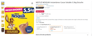 Nestle Nesquik de 5,5 kg por 18,87€