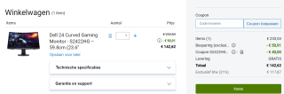 Dell Full HD gebogen gamingmonitor van 23,6 inch voor €142,62 dmv code bij Dell