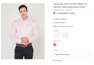 Camisa de Vestir Tommy Hilfiger por $560 en Liverpool