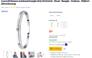Lucardi Dames armband bangle 2rij wit kristal voor €2,25 bij Bol.com