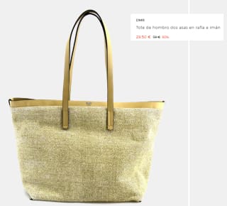 Bolso Tote de hombro dos asas en rafía e imán DMR por 29.5€