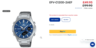 Casio Edifice Watch with Analogue/Digital Display for £49.95