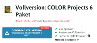 Gratis softwarepakket COLOR Projects 6 via de Chip.de adventskalender
