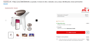 Depiladora IPL Philips Lumea S8000 BRI945/00, Luz pulsada, 12 meses sin vello por 269€ + 100€ reembolso