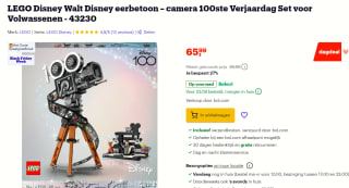 LEGO Disney Walt Disney eerbetoon voor €65,99 bij bol.com