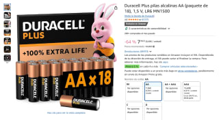 Duracell Plus pilas alcalinas AA (paquete de 18), 1,5 V, LR6 MN1500 por 7,26€