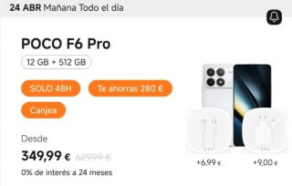 Xiaomi POCO F6 Pro de 12GB/512GB por 297,49€