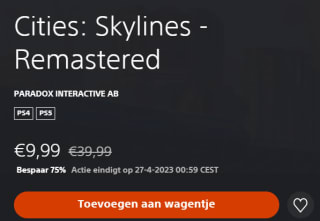 Cities: Skylines - Remastered voor €9,99 in de Playstation Store
