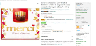 Bombones surtidos de 8 especialidades de chocolate relleno y sin relleno, 1 x 250 g Merci Finest Selection Gran Variedad por 3,82€