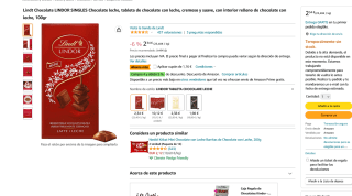 Lindt Chocolate LINDOR SINGLES Chocolate con Leche por solo 1,18€