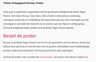 Gratis Poster Week Tegen Pesten