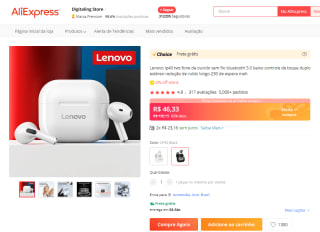 Fone de ouvido da Lenovo, modelo LP40 - R$ 46,33