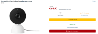 Google Nest Cam Indoor Beveiligingscamera voor €64,90 bij Alternate