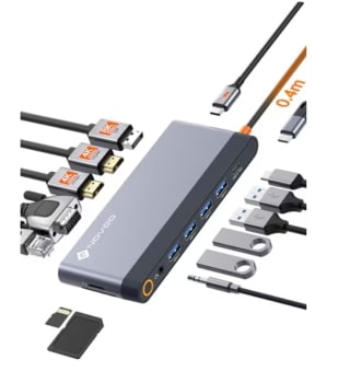 NOVOO Docking Station USB C Pantalla cuádruple Adaptador multiporta para portátil 14 en 1 Monitor Doble Doble HDMI por solo 31,19€