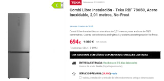 Frigorifico Combi Libre Instalación - Teka RBF 78650, Acero Inoxidable, 2,01 metros, No-Frost por 674€