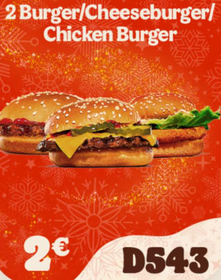 Burger King 2 Burger Cheeseburger o Chicken Burger por 2€