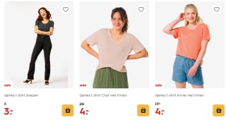 Diverse Dames t-shirt's vanaf €3 bij de Hema
