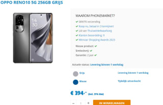 OPPO Reno10 Pro 256GB Grijs voor €394 bij Phonemarket