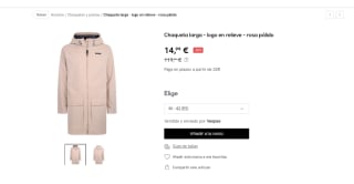 Parka KAPPA rosa pálido larga de Mujer por solo 14,99€
