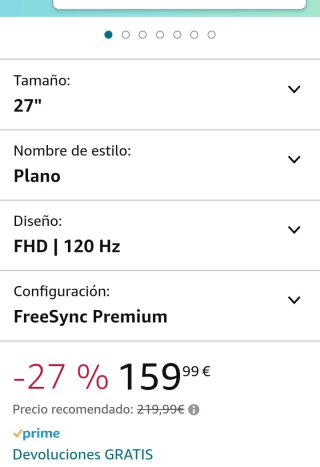 Lenovo G27e-20 Monitor para juegos de 27"por 159,99€.