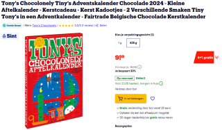 Tony's Chocolonely Tiny's Adventskalender Chocolade 2024 voor €9,99 bij Bol
