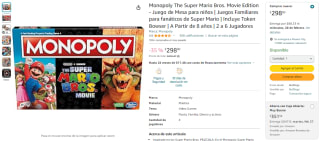 Monopoly The Super Mario Bros. Movie Edition por $298 en Amazon