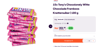Tony’s Chocolonely Reep (15x 180gr) voor €22,95 bij ibood