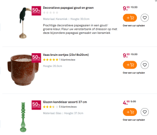 50% korting bij Karwei op diverse vazen en kaarsenhouders