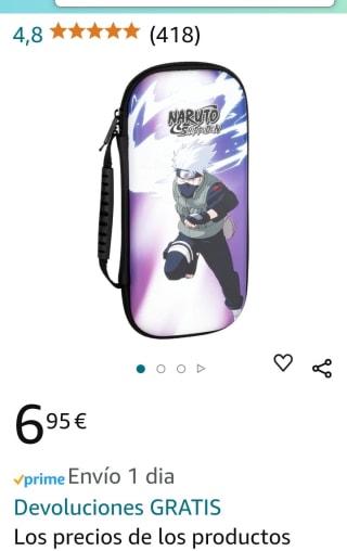 Konix Naruto Shippuden Funda Nintendo por 6,95€.