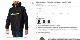 Ellesse Windbreaker MONT 2 jack voor €35,95 bij Amazon