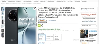 Realme 14 Pro Smartphone 5g, 8+256GB, Gris (via coupon)