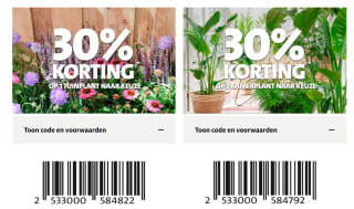 Tot 30% korting op 1 tuinplant en 1 kamerplant naar keuze bij Intratuin
