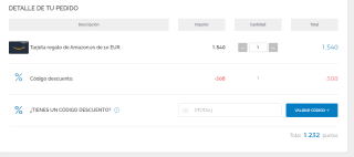 20% descuento en tarjetas Amazon