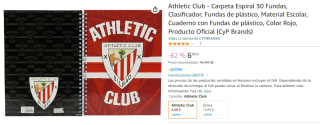 Athletic Club Carpeta Espiral 30 Fundas por 6€