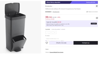 Cubo de Basura 70L Vertical 2 Compartimentos Fácil Gestión por 33.11€(Cuenta Nueva 23.11€)